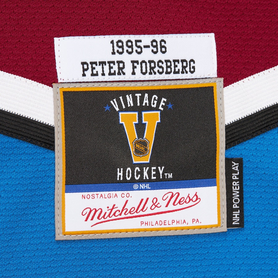 Colorado Avalanche 1995 Peter Forsberg Mitchell&Ness NHL Blue Line Vintage Hockey Jersey
