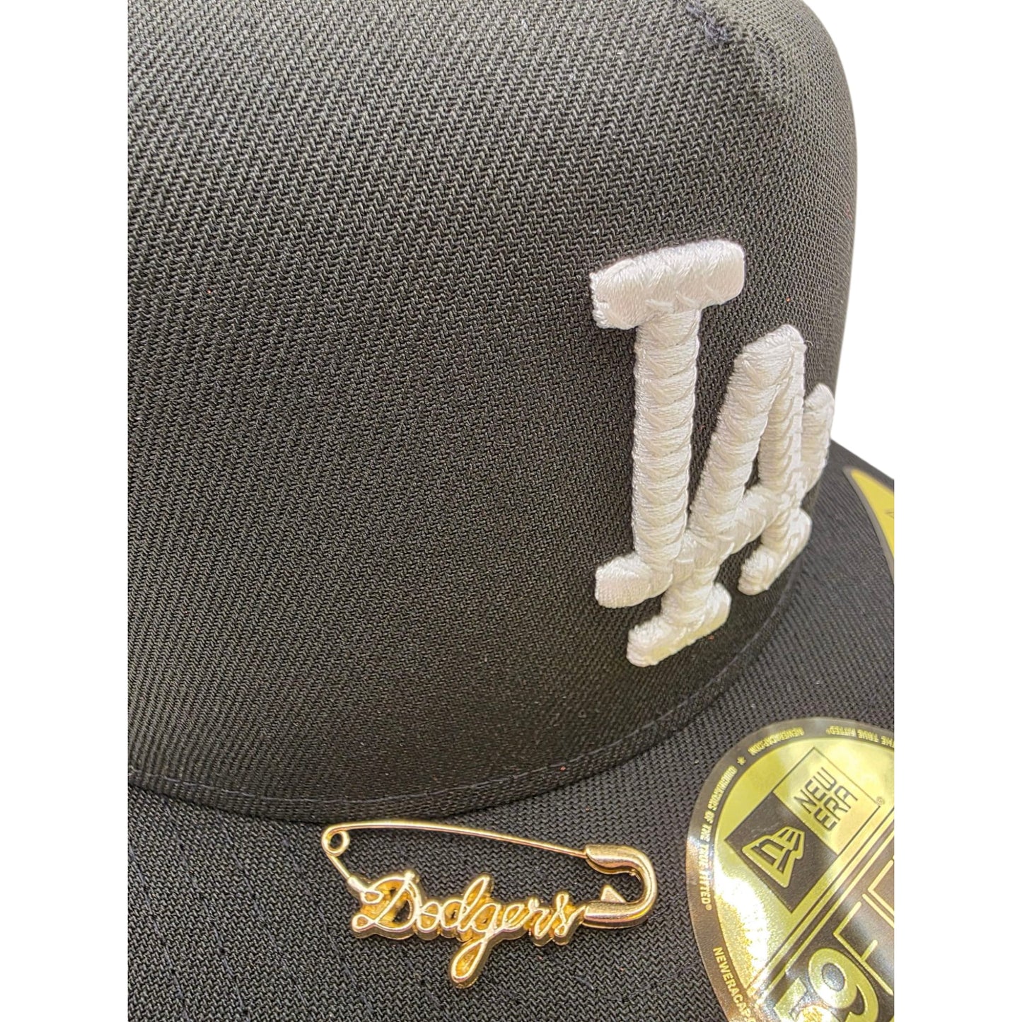 Los Angeles Dodgers Black Script Safety Pin 59FIFTY A-Frame Fitted - New Era