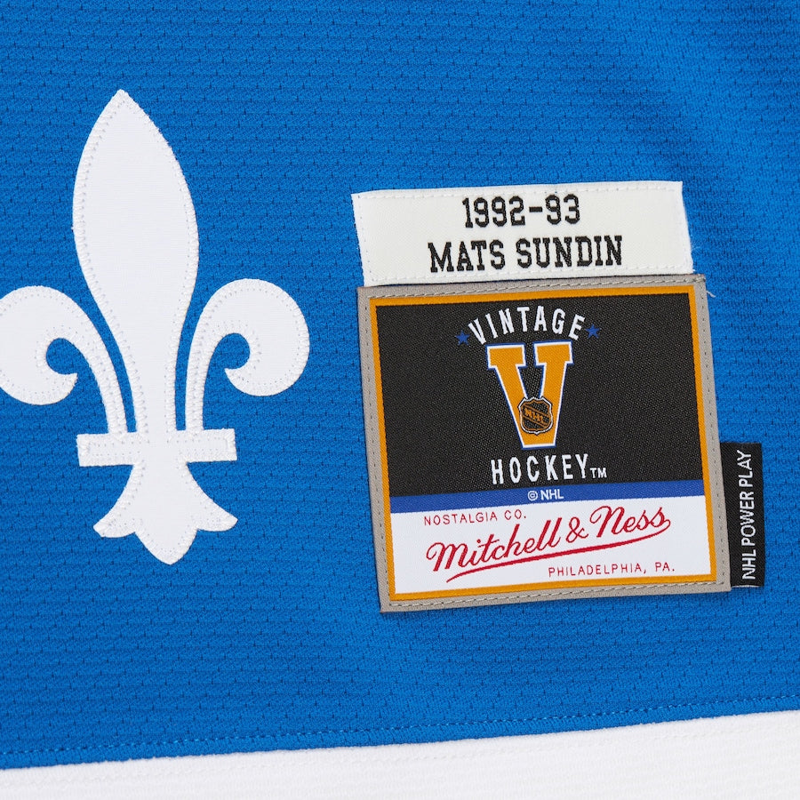 Quebec Nordiques 1992 Mats Sundin Mitchell&Ness NHL BLUE LINE Vintage Hockey Jersey