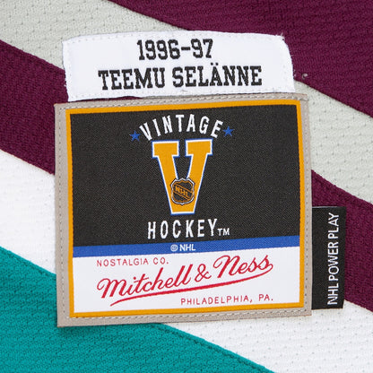 Mighty Ducks of Anaheim 1996 Teemu Selanne Mitchell&Ness NHL BLUE LINE Vintage Hockey Jersey