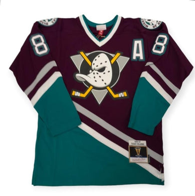 Mighty Ducks of Anaheim 1996 Teemu Selanne Mitchell&Ness NHL BLUE LINE Vintage Hockey Jersey