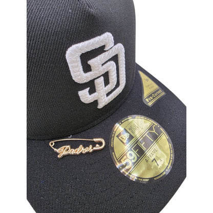 San Diego Padres  Black Script Safety Pin 59FIFTY A-Frame Fitted - New Era
