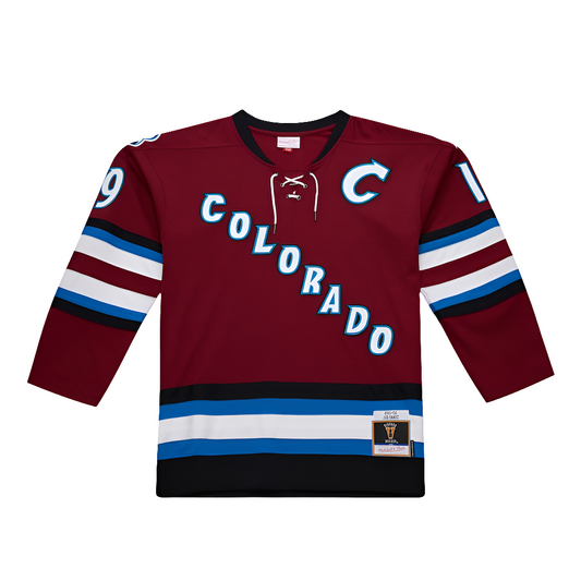 Blue Line Joe Sakic Colorado Avalanche Dark 2001-02 Mitchell & Ness Jersey