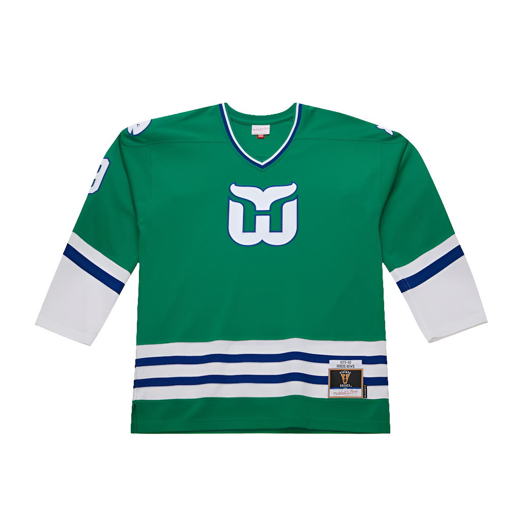 Hartford Whalers 1979 Gordie Howe Mitchell&Ness NHL BLUE LINE Vintage Hockey Jersey