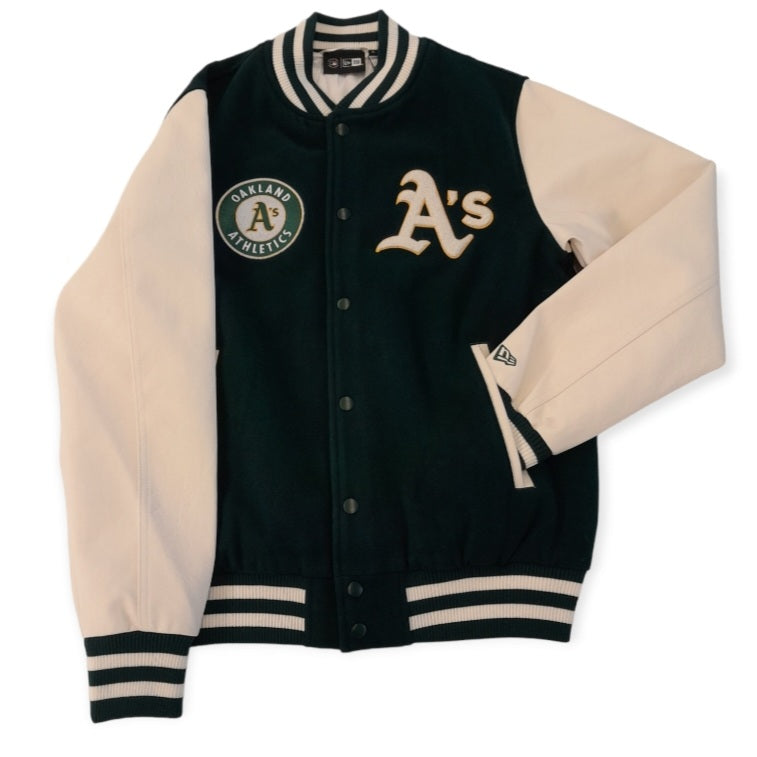 New Era Oakland Athletics heritage varsity jacket in green